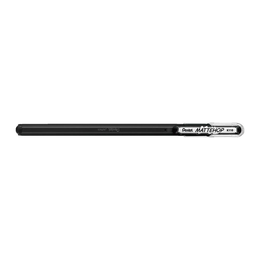 Pluma de gel Pentel Mattehop negra acabado mate
