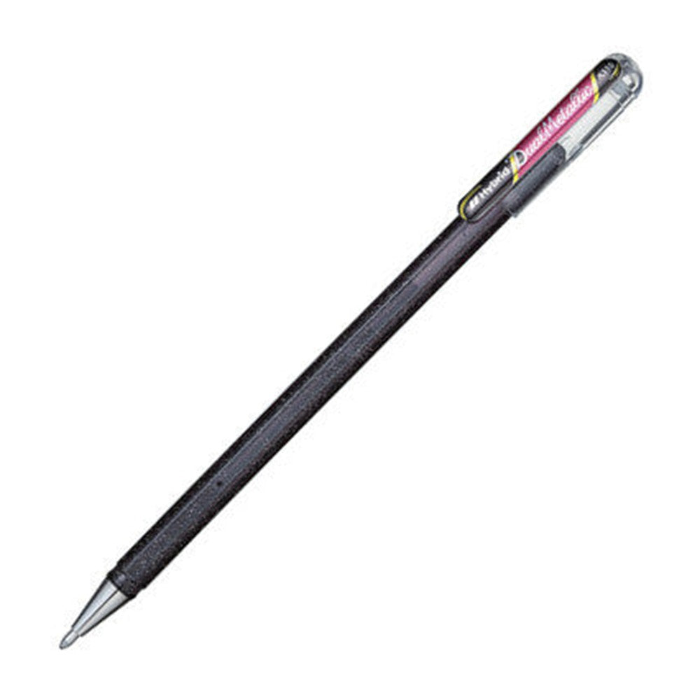 Pluma de gel Pentel Dual Metallic negro con rojo metálico
