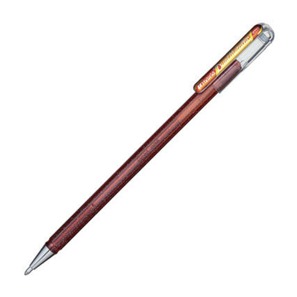 Pluma de gel Pentel Dual Metallic naranja con amarillo metálico
