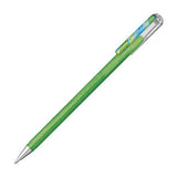 Pluma de gel Pentel Dual Metallic verde con azul y rojo metálico