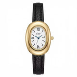 Reloj clásico dorado con correa negra